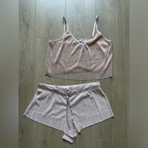 Victoria’s Secret Rose Gold/ Champagne Baby Tank & Mini short pajama set Size M